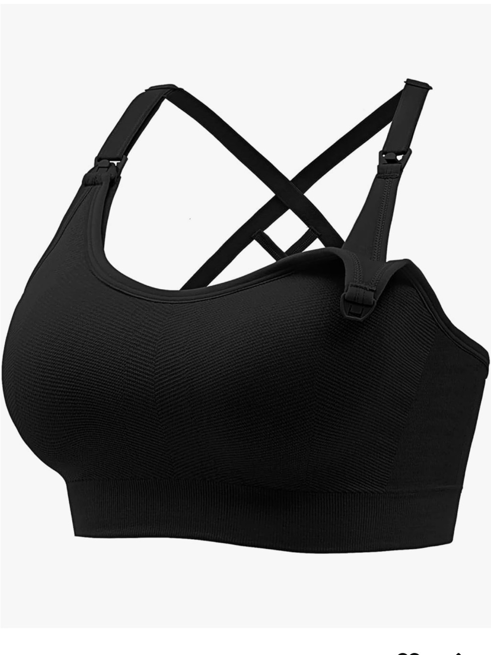 Seamless Black Wireless Nursing Bra with Crisscross Straps